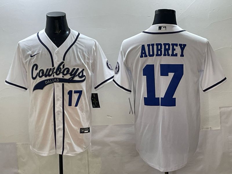 Men 2025 Dallas Cowboys #17 Aubrey white Joint Name Nike Limited NFL Jersey style 02->dallas cowboys->NFL Jersey